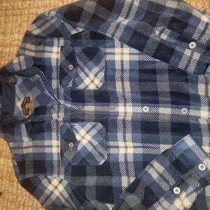 Freedom Foundry Men's Blue Plaid Flannel Long Sleeve Button Up Shirt M